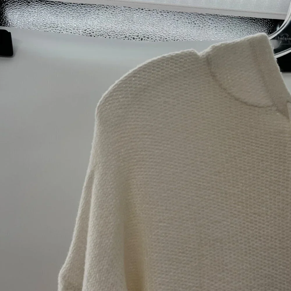 Michael Kors Women's Hooded Sweater Long Sleeve Zip Cuff Cream Size Medium